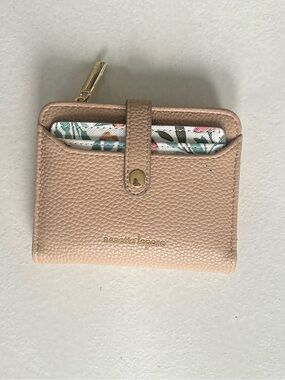 Blush Pink Pebbled Leather Zip Wallet with Card Case